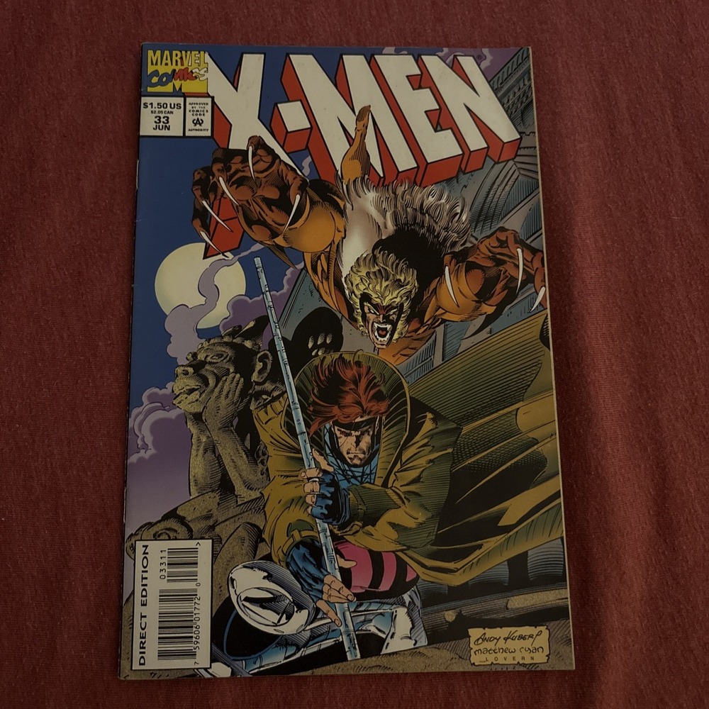 X-Men 33 Marvel Comics June 1994 Gambit Sabretooth Rogue Andy Kubert Art
